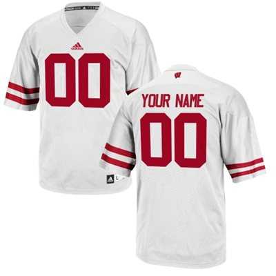 Mens Wisconsin Badgers Customized Replica Football 2015 White Jersey